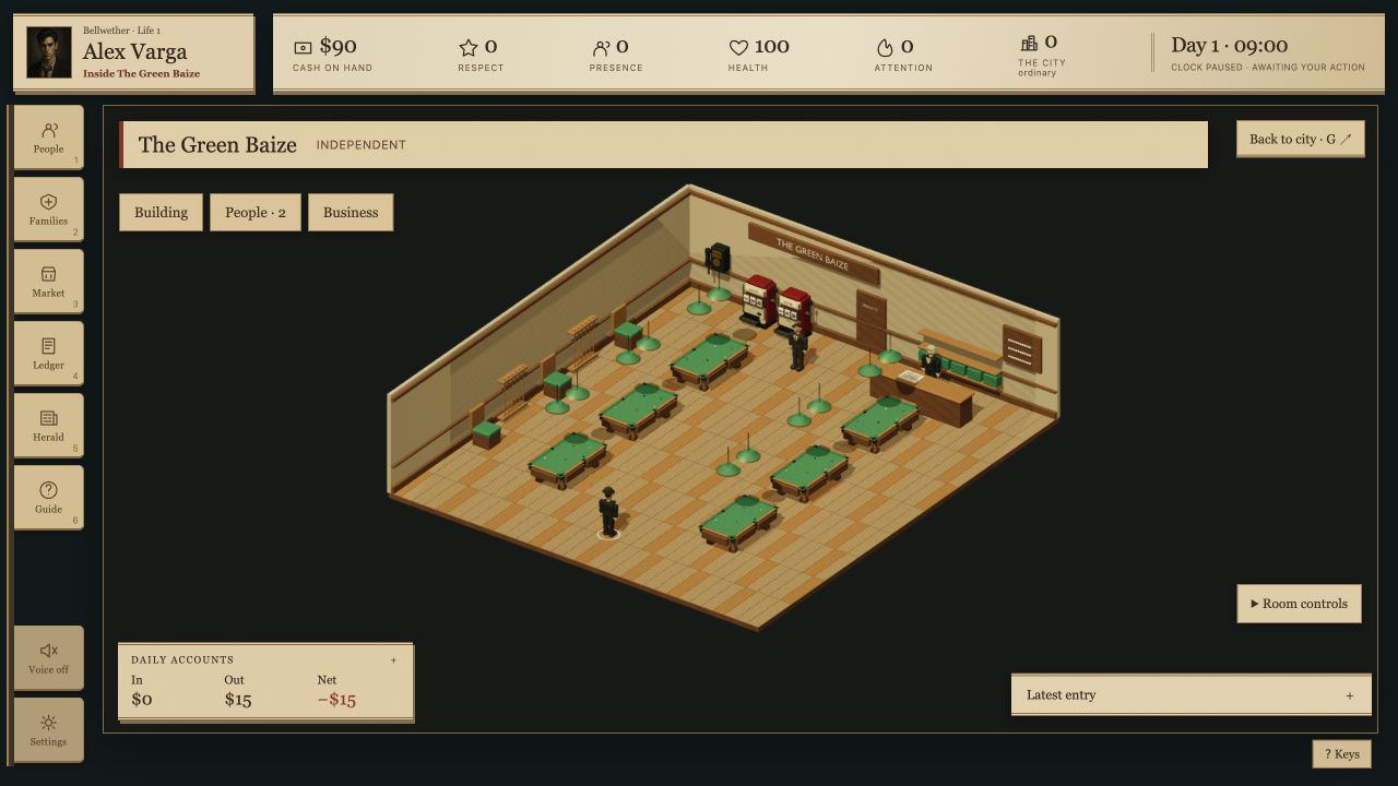 The Green Baize pool hall with six billiard tables